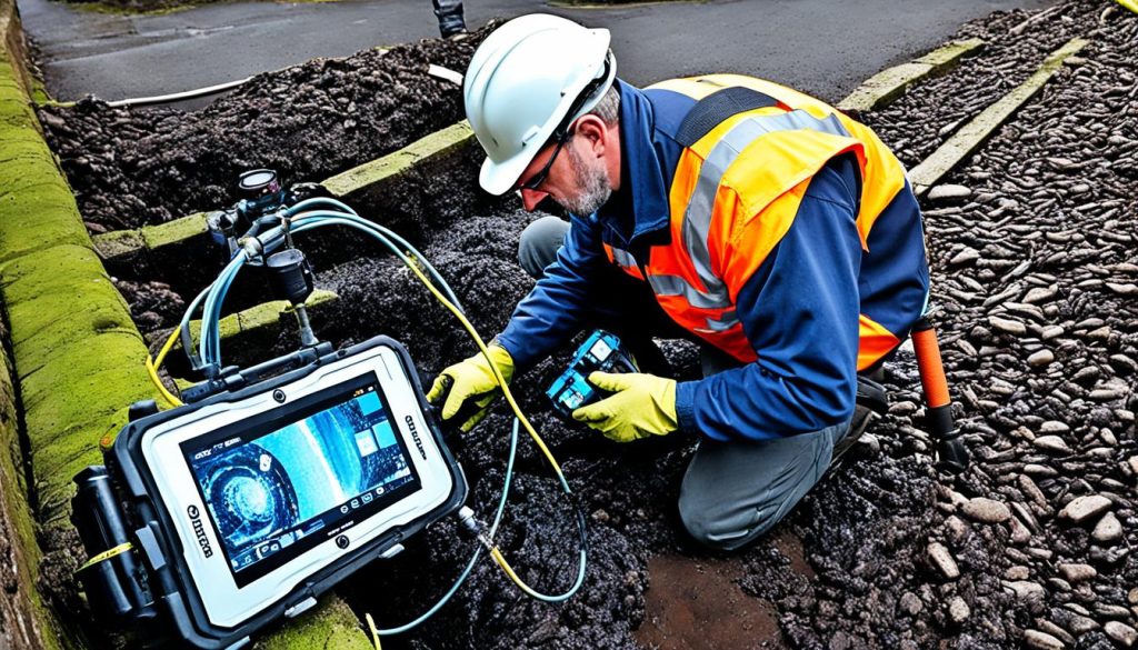CCTV drain survey in action